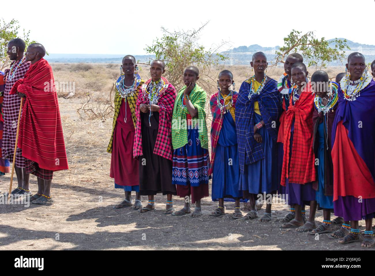 Maasai men and women  in northern Tanzania, East Africa Stock Photo