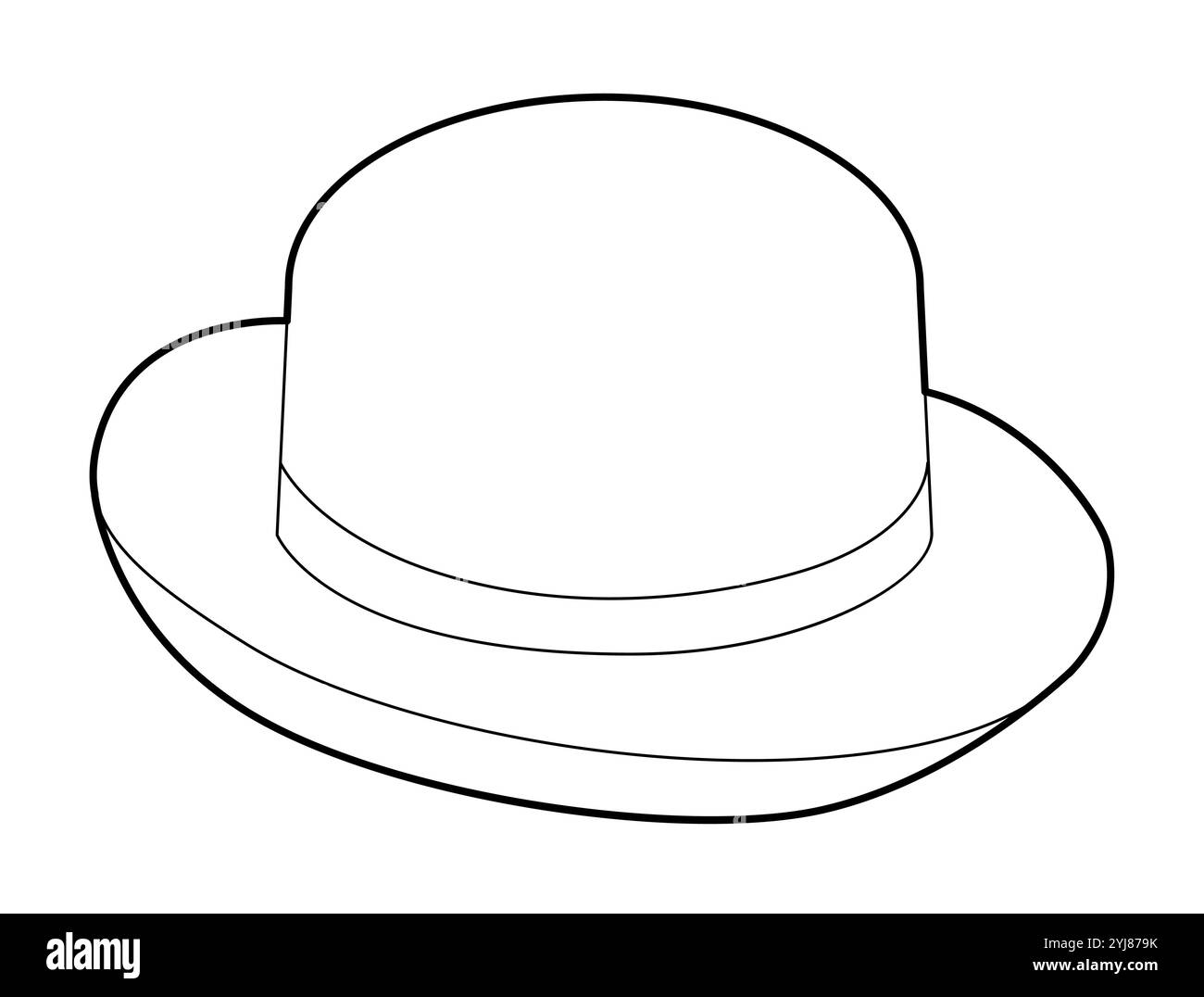 Bowler Derby Hat with band. Head Fashion accessory cap with narrow brim ...