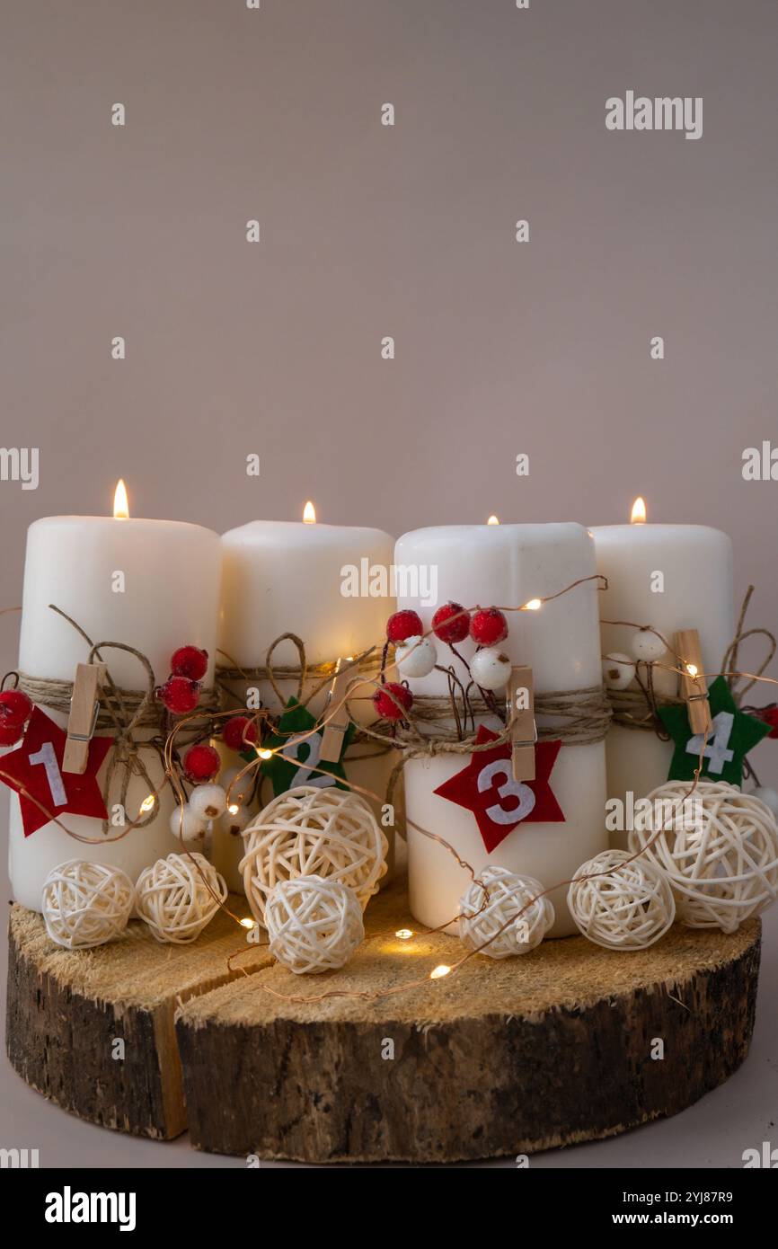 Traditional four advent weeks calendar before Christmas holidays ...