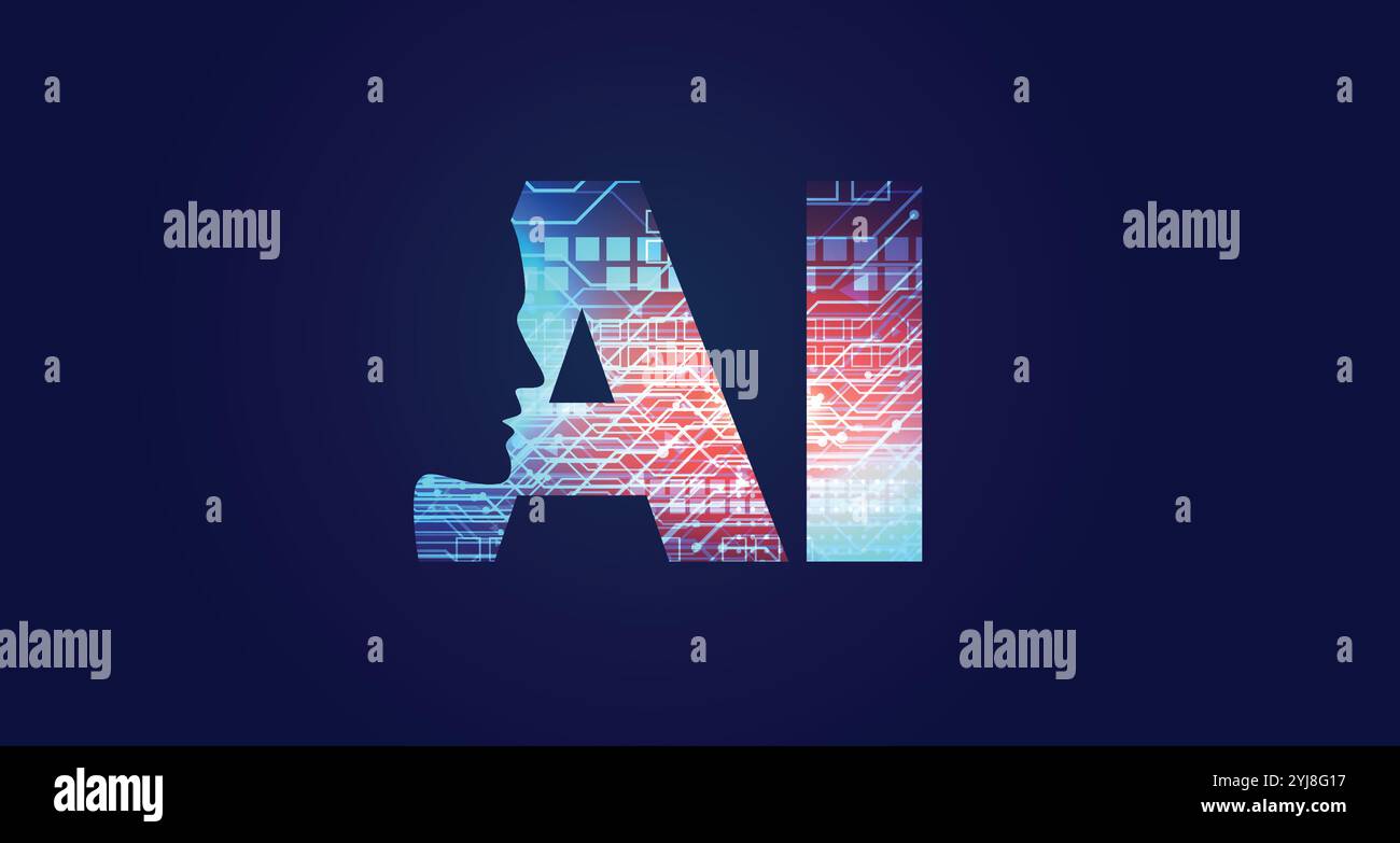 artificial intelligence concept design with face Stock Vector Image ...