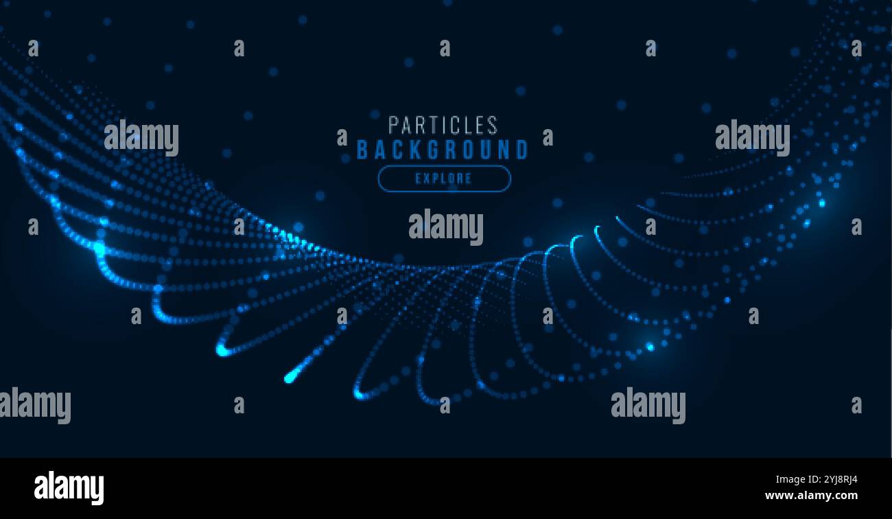 glowing digital blue technology particle wave background Stock Vector ...