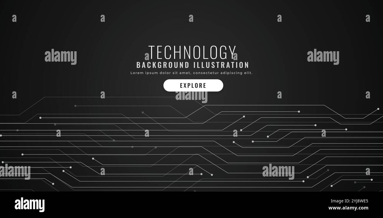 technology circuit lines black digital background design Stock Vector ...