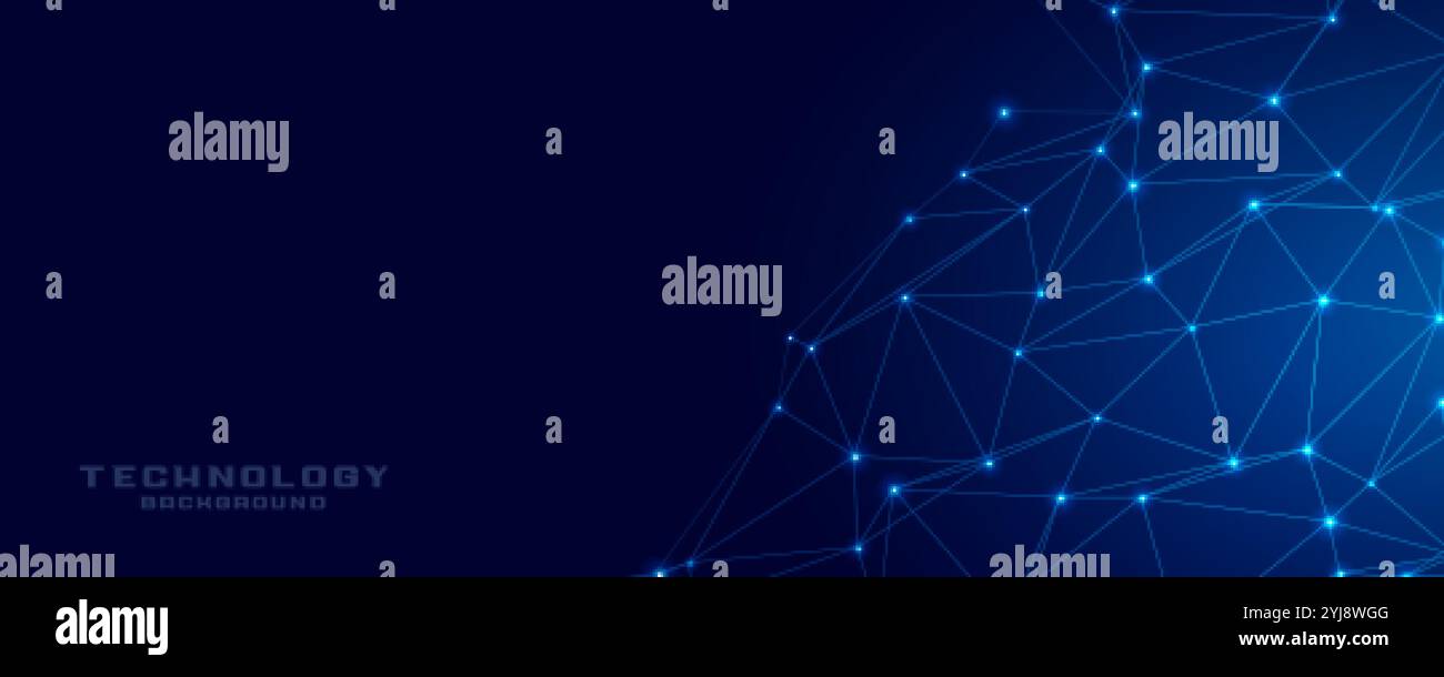 technology network connection blue mesh banner design Stock Vector ...