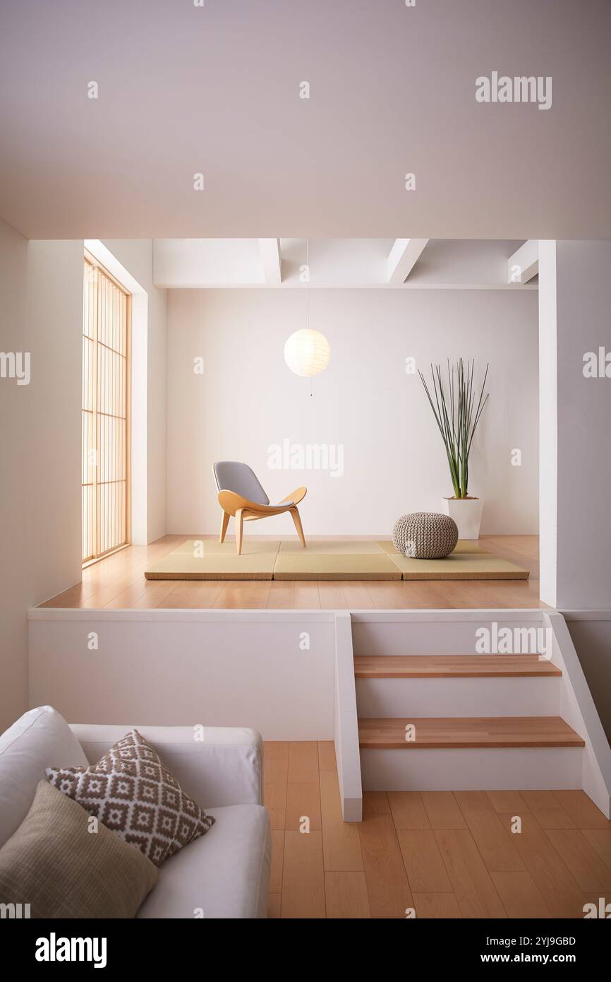Room With Step Simple living room with step floor Stock Photo - Alamy