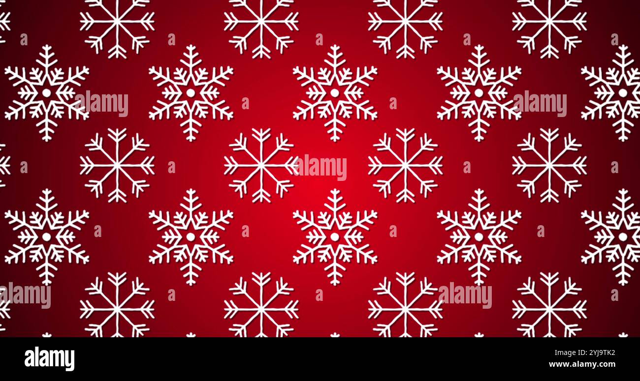 Image of snowflakes icons in seamless pattern against red background ...