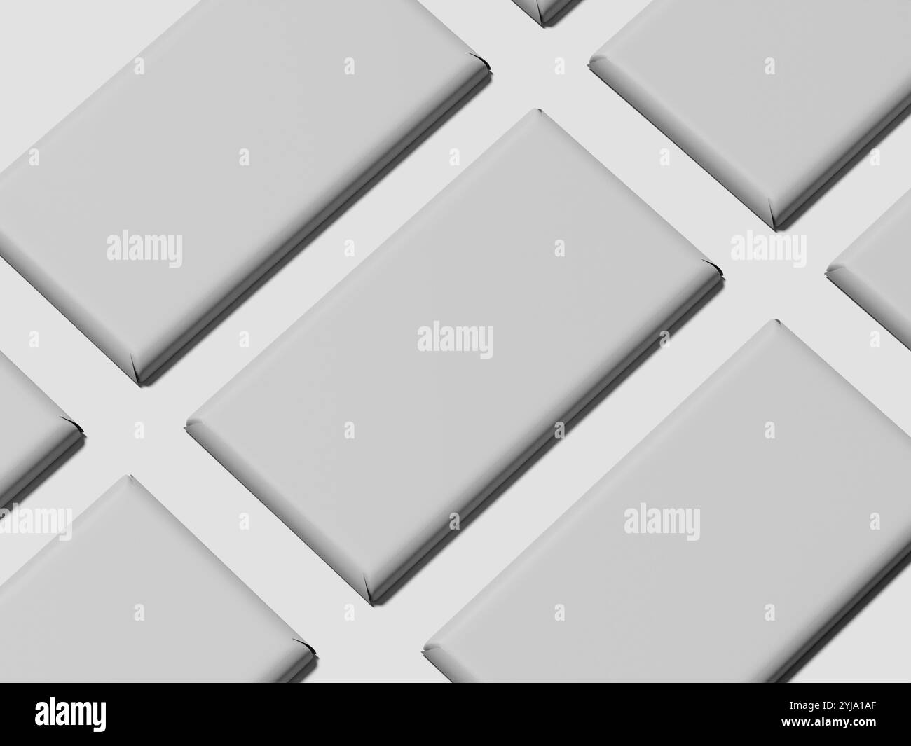 Isometric White Blank Chocolate Bar Packaging 3D Render Mockup Stock Photo