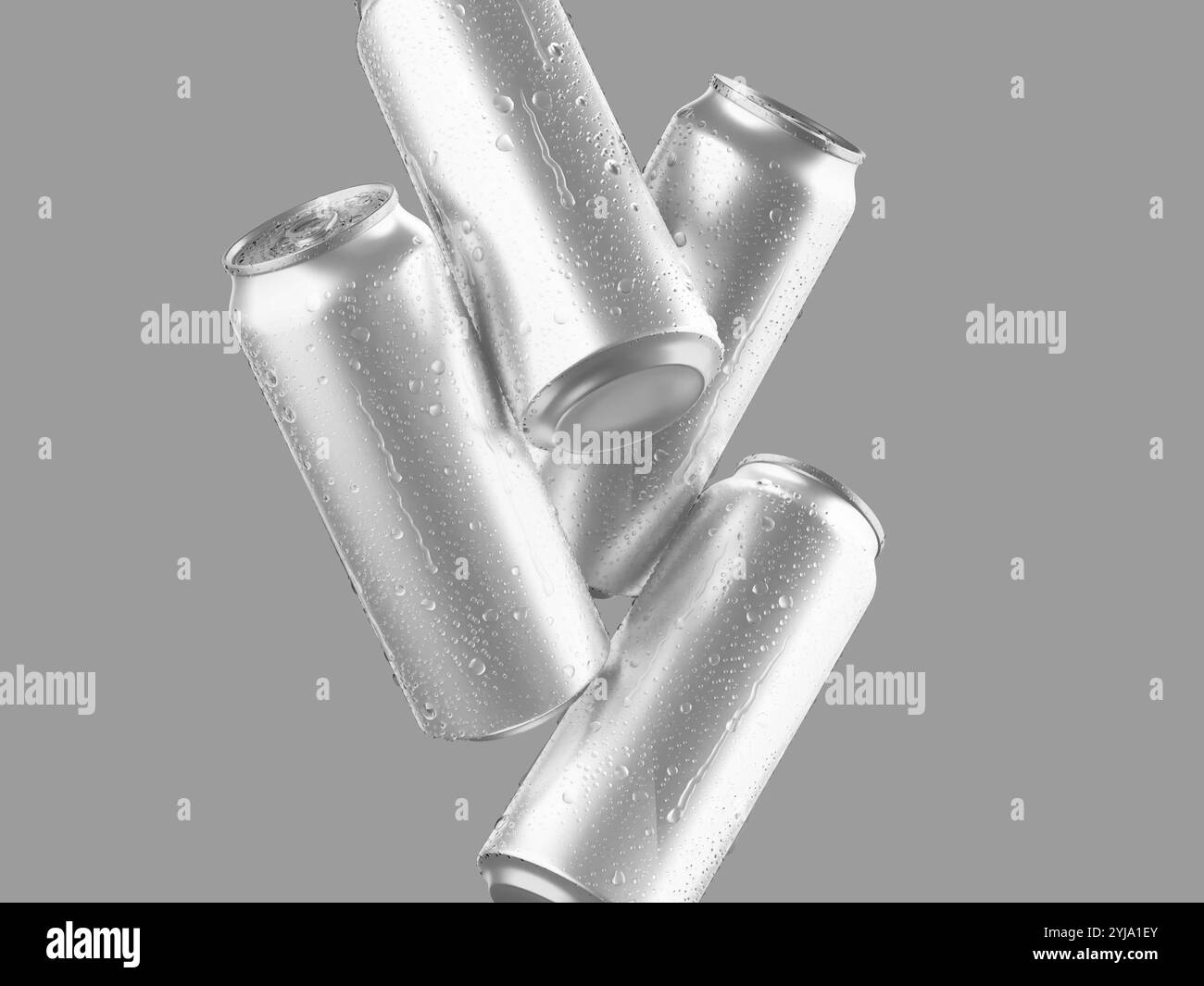 Blank Realistic Drink Can Mockup in Grey Background Stock Photo