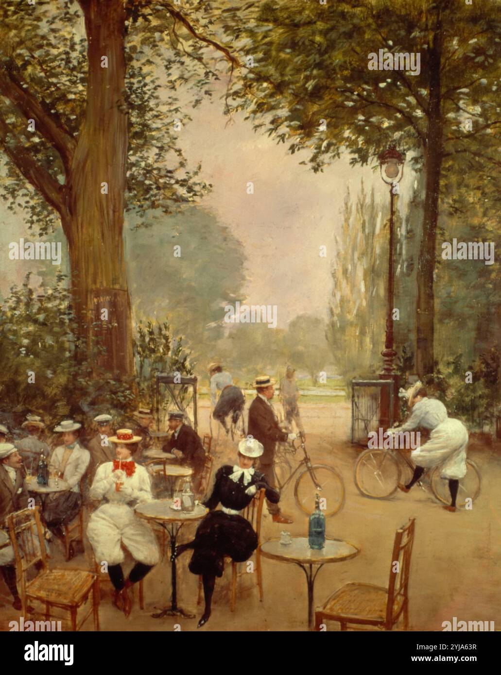 Le Chalet du cycle au bois de Boulogne, ac 1880, detail, Oil on canvas, 53, 5 cm x 65 cm. Museum: Musée de l'Ile de France. Author: JEAN BERAUD. Stock Photo