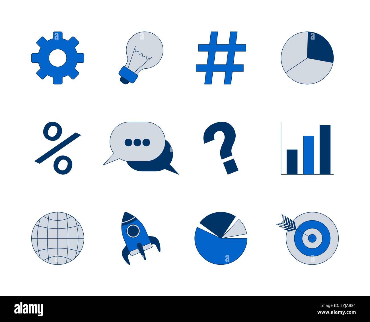 Business management app ui design 2D cartoon objects set Stock Vector