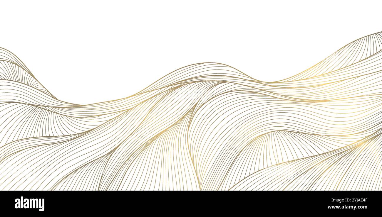 Vector line gold background, luxury design texture. Flow elegant curve ...