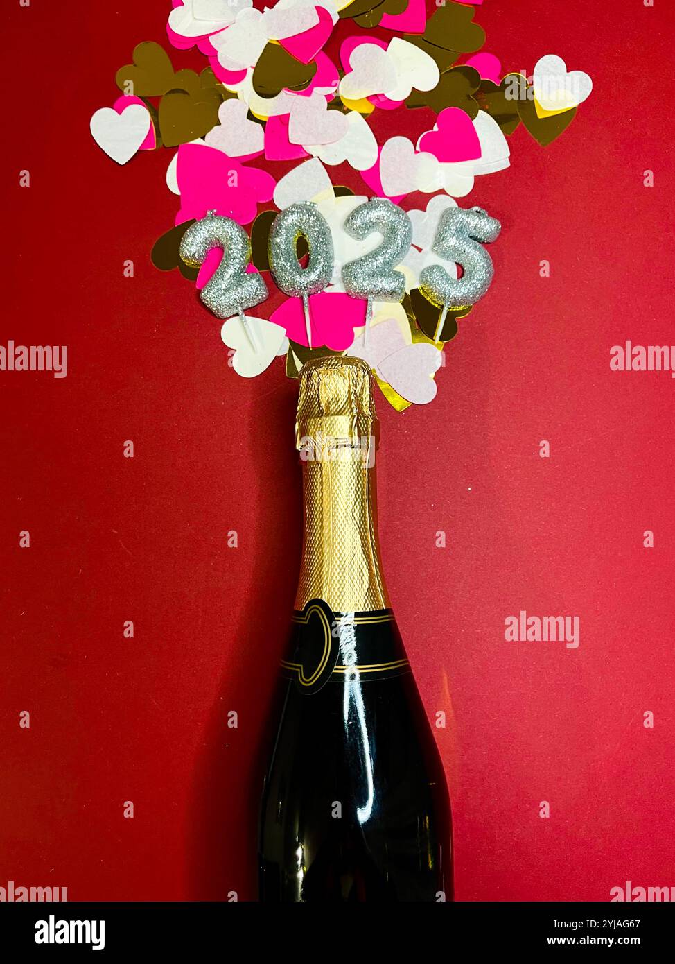 New year 2025 festive arrangement with golden numbers, ornaments, and ...