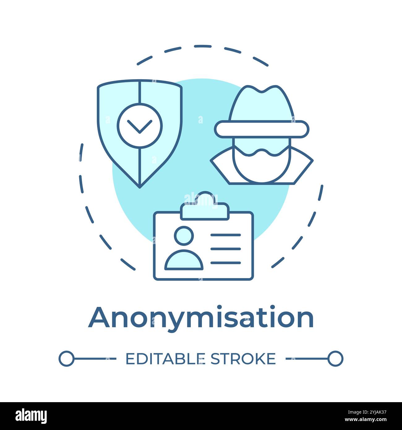 Anonymisation soft blue concept icon Stock Vector