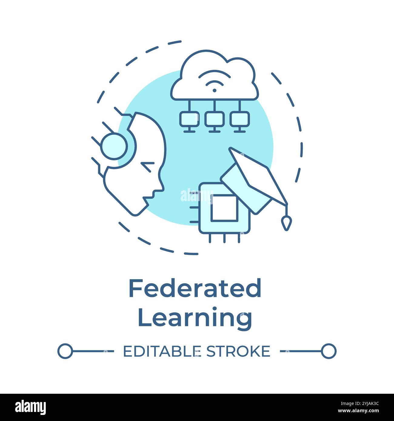Federated learning soft blue concept icon Stock Vector