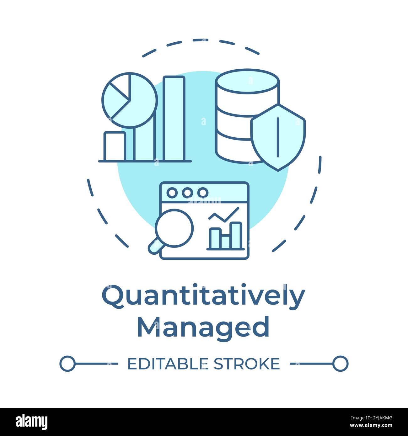Quantitatively managed stage soft blue concept icon Stock Vector