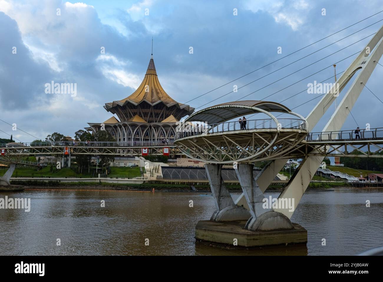 Sarawak Legislative Assembly New Building view at the bank of Sarawak river Kuching Malaysia Stock Photo