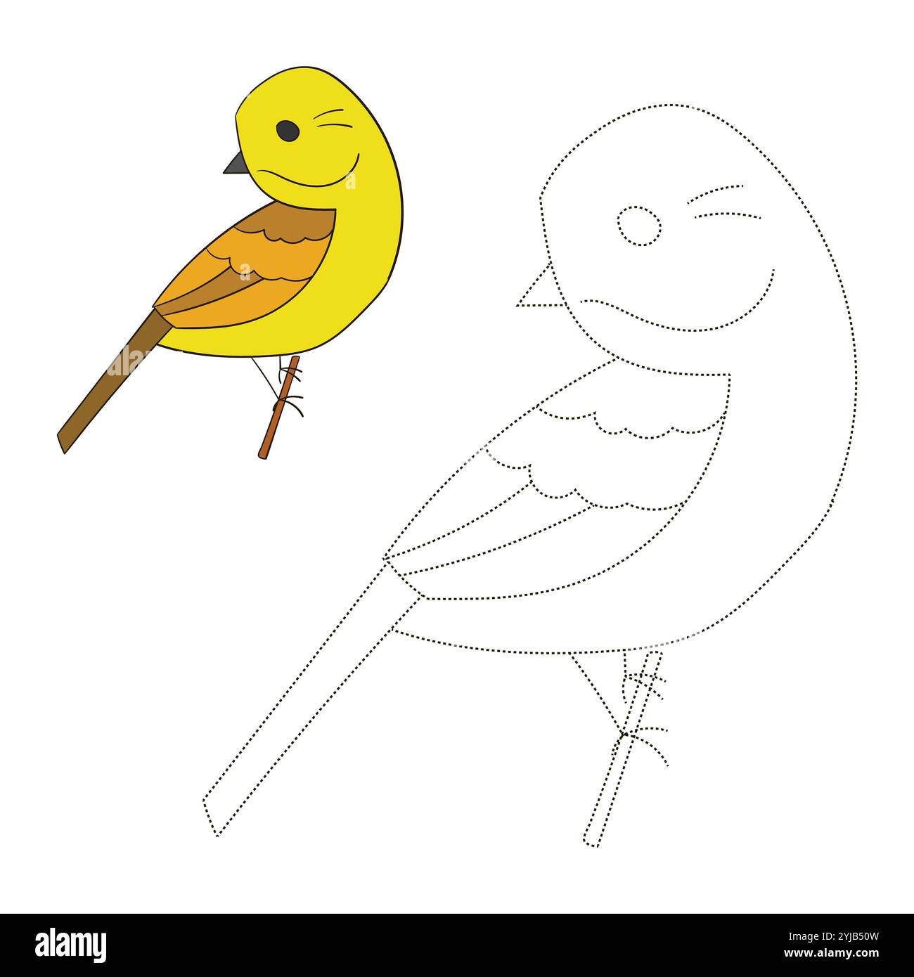 Connect the dots game yellowhammer bird Stock Vector