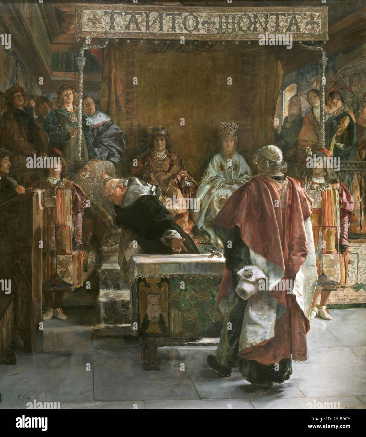 Emilio Sala y Francés / 'The Expulsion of the Jews from Spain (in the year 1492)', 1889, Spanish School, Oil on canvas, 313 cm x 281 cm, P06578. Museum: MUSEO DEL PRADO, MADRID, SPAIN. Stock Photo