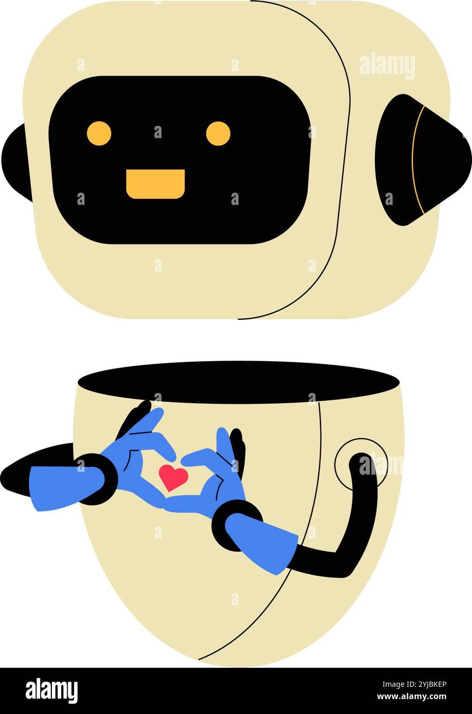 AI Robot Forming Heart Gesture In Flat Vector Illustration Symbolizing ...