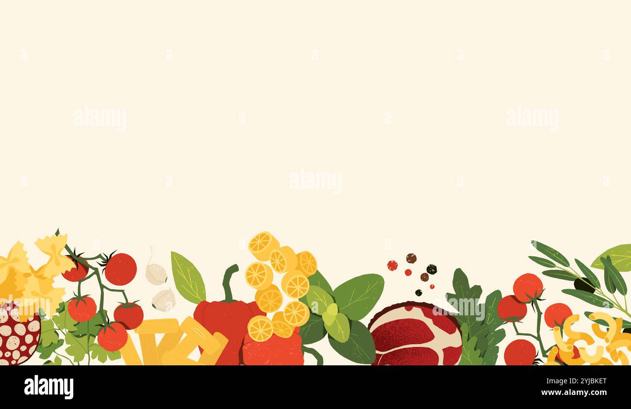 Italian food frame. Traditional italian cuisine ingredients, homemade
