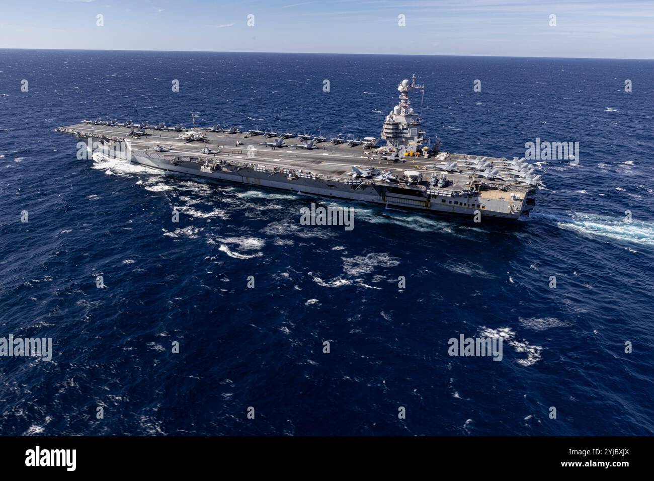 The world's largest aircraft carrier, USS Gerald R. Ford steams in the ...