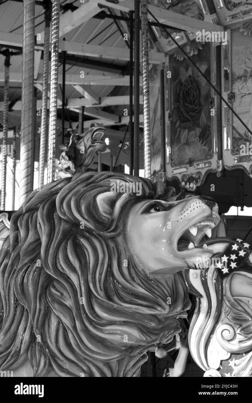 Carousel ride at the Pavilion Nostalgia Park at Myrtle Beach, South Carolina, USA. Stock Photo