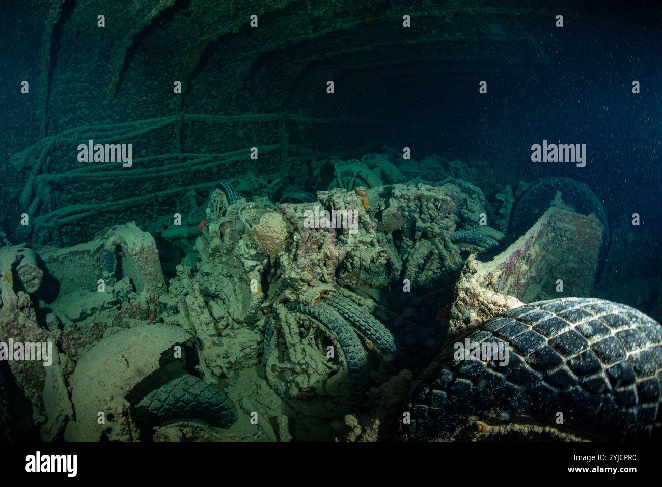 cargo inside wreck of ss thistlegorm red sea Stock Photo - Alamy