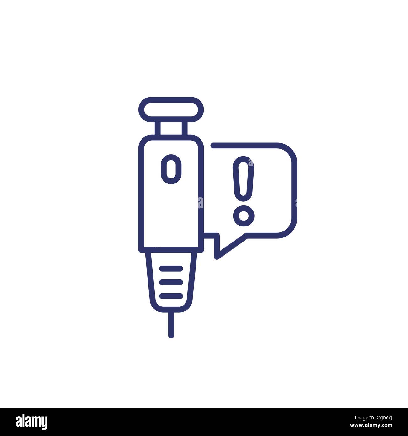 insulin injection line icon on white Stock Vector
