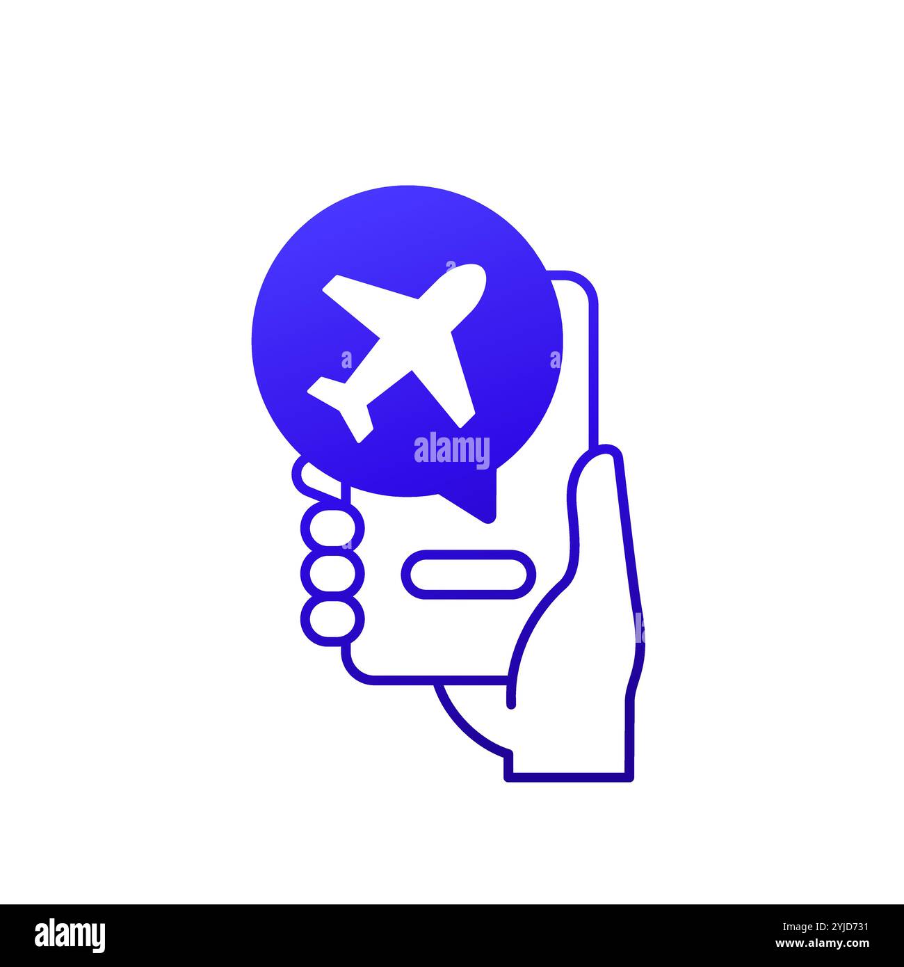 flight mode icon with a phone in hand Stock Vector