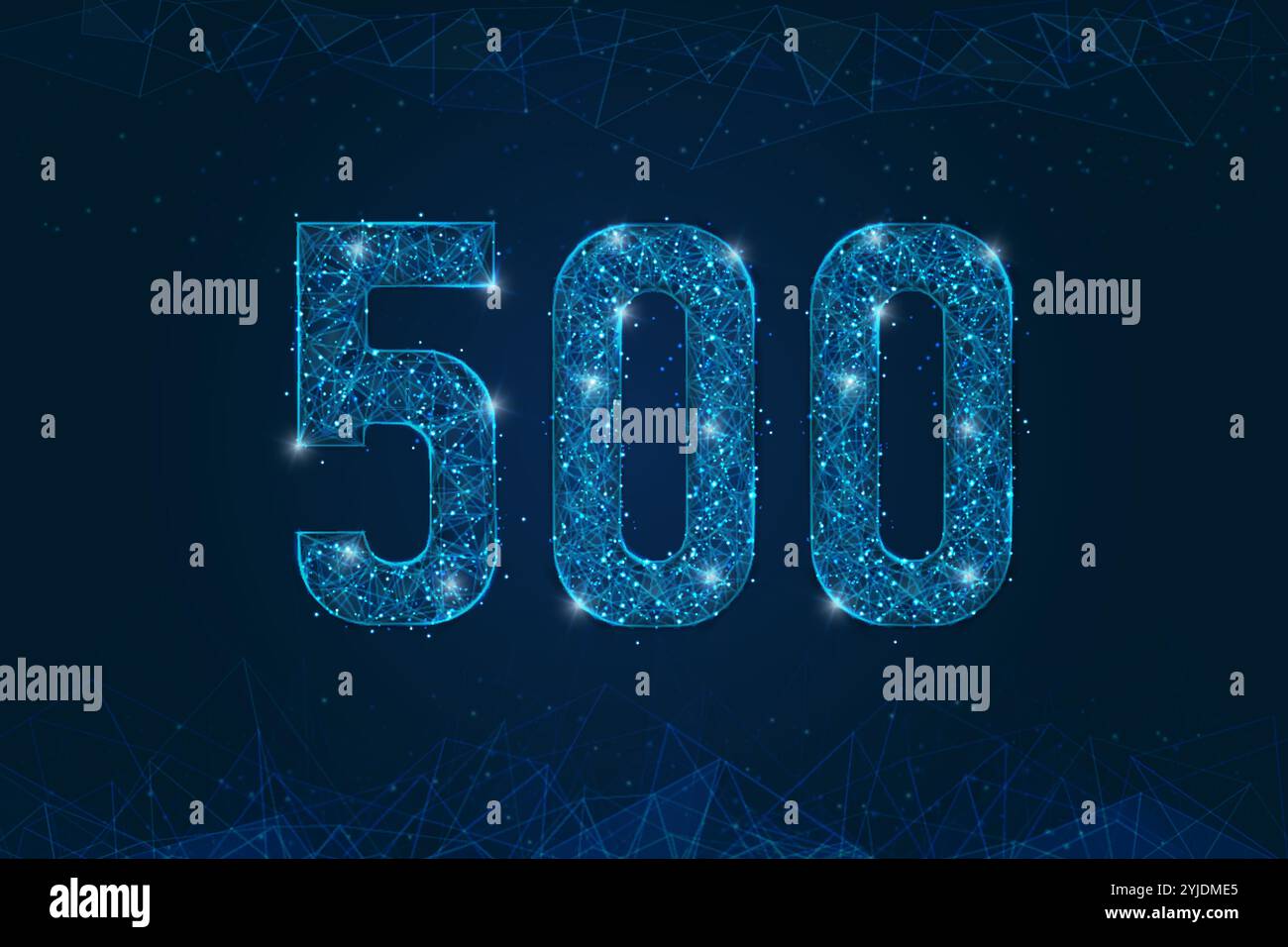 Abstract isolated blue image of 500 Internal server error concept. Polygonal low poly wireframe illustration. Website error, Network error, Cloud Stock Vector