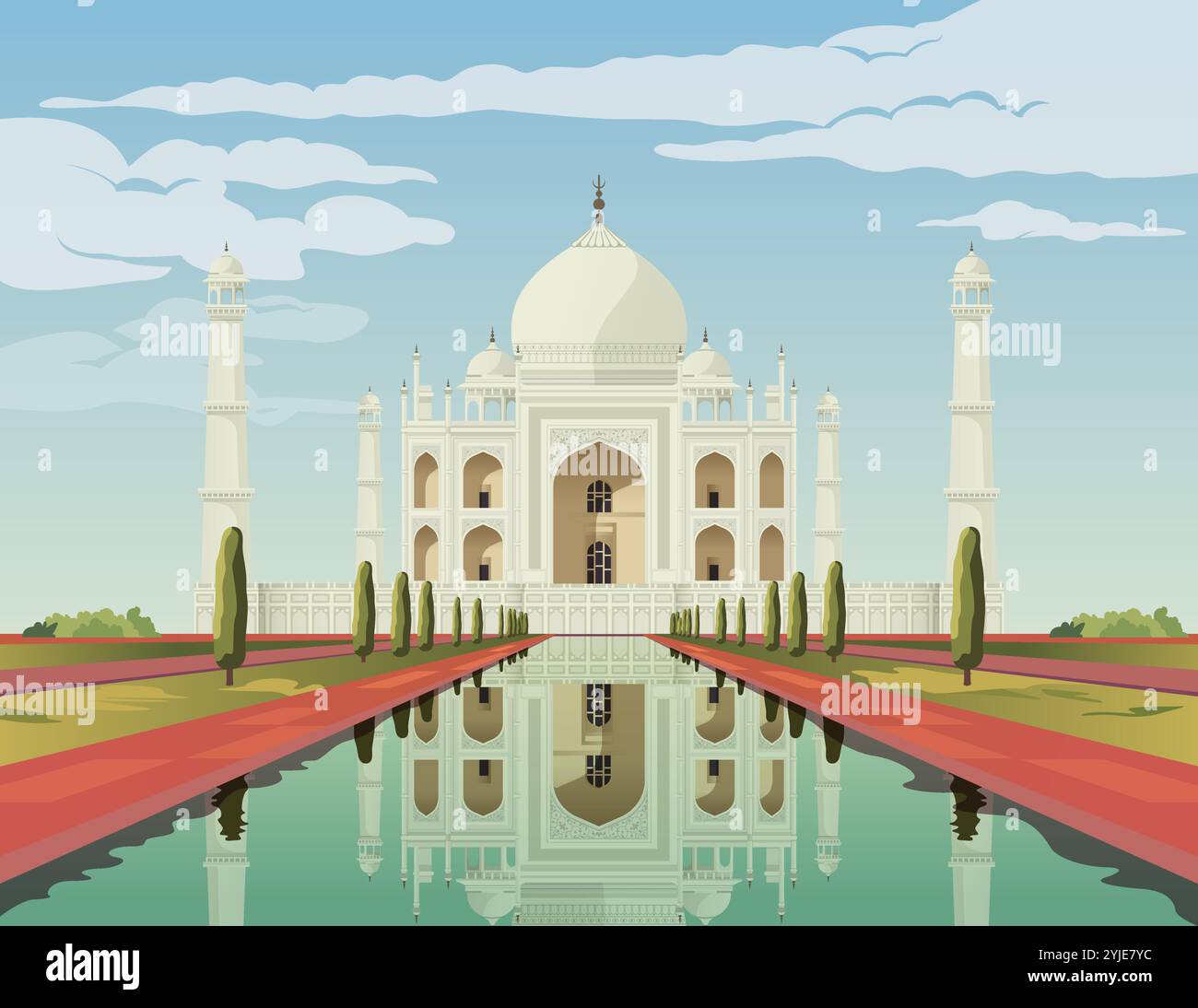 Taj Mahal - an Ivory-White Marble Mausoleum in Agra - Stock ...