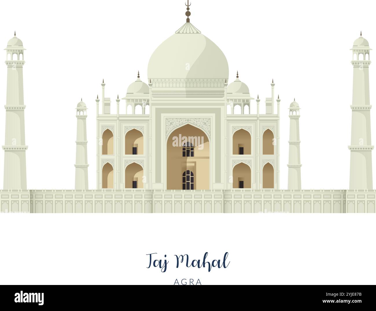 Taj Mahal - an Ivory-White Marble Mausoleum in Agra - Stock ...