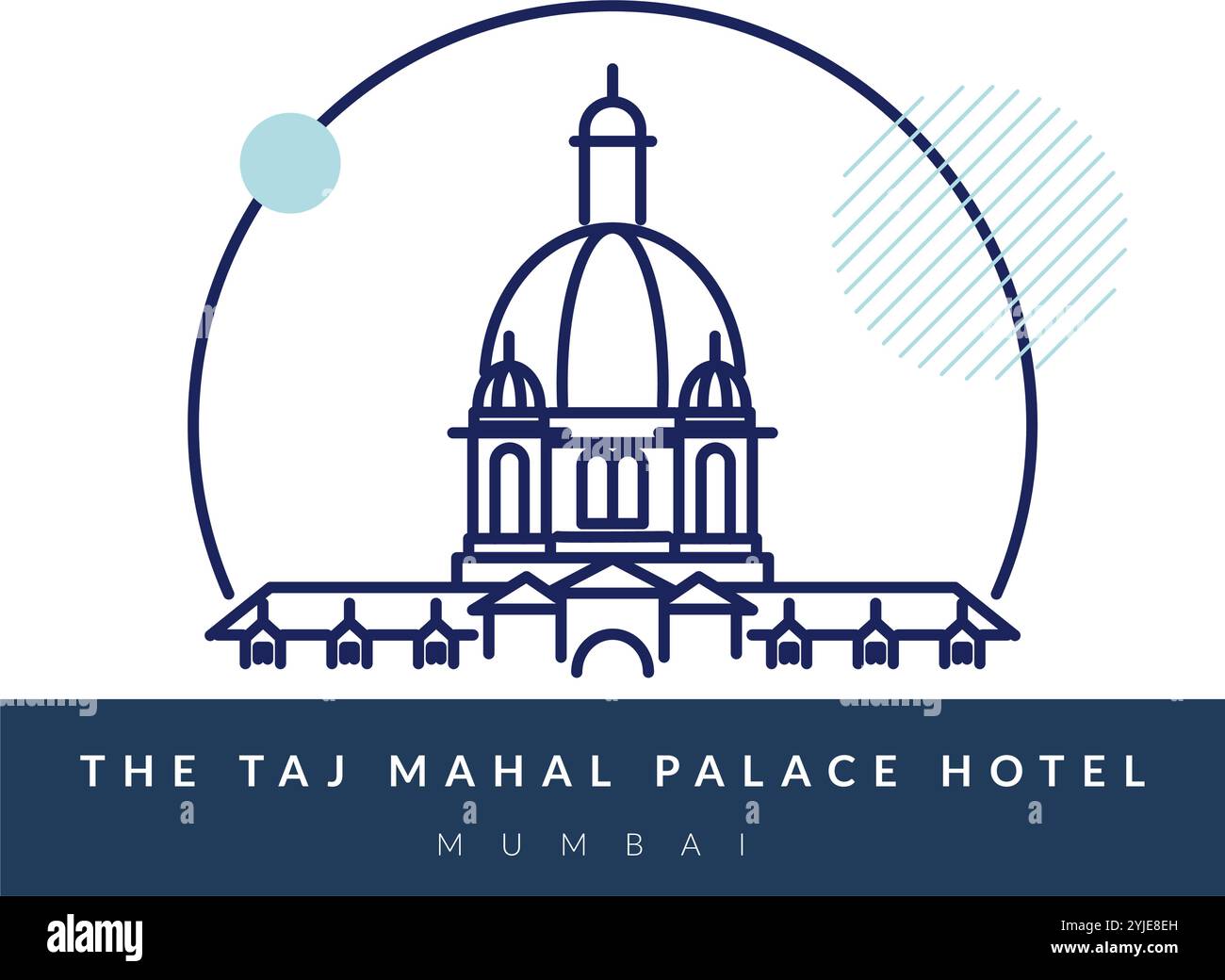 Iconic Taj Mahal Palace Hotel - Mumbai - Stock Illustration as EPS 10 File Stock Vector
