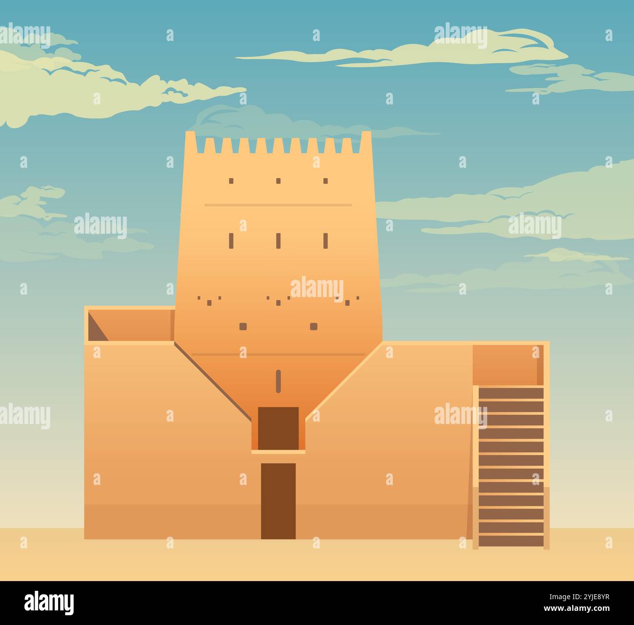 Barzan Towers - Umm Salal Mohammed Fort Towers - Stock Illustration as EPS 10 File Stock Vector