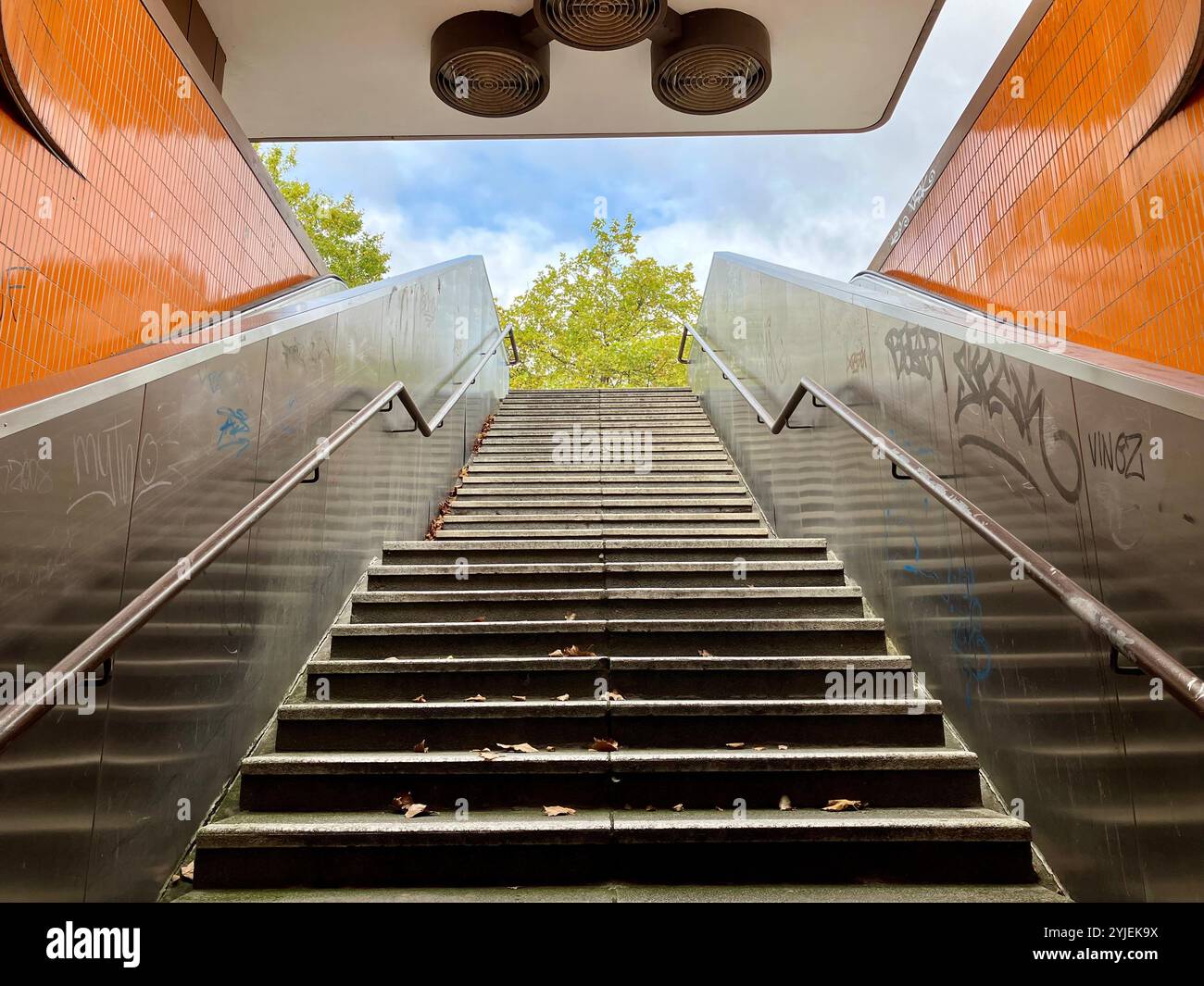 Stairwell of the Messedamm Underpass near the ICC. Westend, Charlottenburg-Wilmersdorf, Berlin, Germany. 5th October 2023. - Smartphone Captured Stock Image