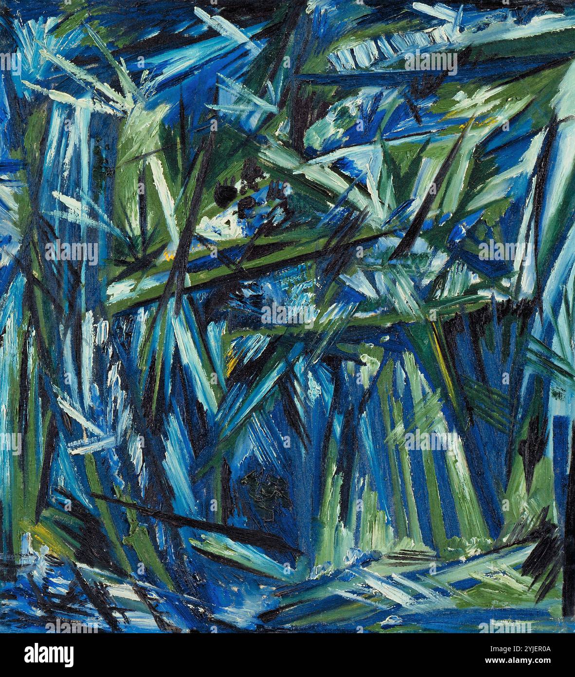 Rayonism, Blue-Green Forest. Museum: © Museum of Modern Art, New York. Author: Natalia Sergeevna Goncharova. Copyright: This artwork is not in public domain. It is your responsibility to obtain all necessary third party permissions from the copyright handler in your country prior to publication. Stock Photo