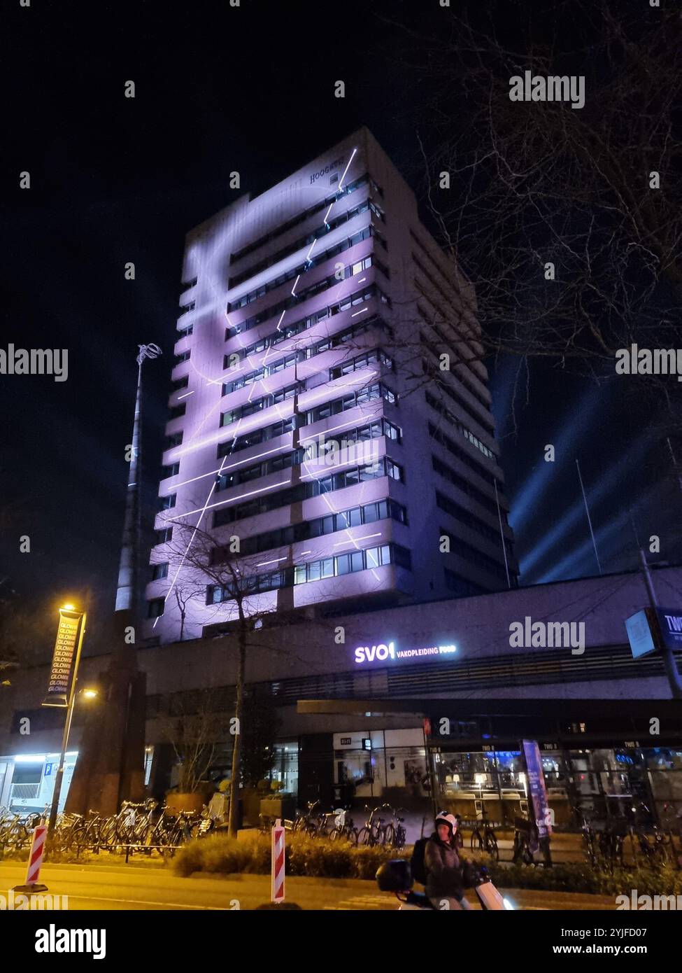 Light projections, GLOW festival in Eindhoven, The Netherlands, November 2024 - Smartphone Captured Stock Image