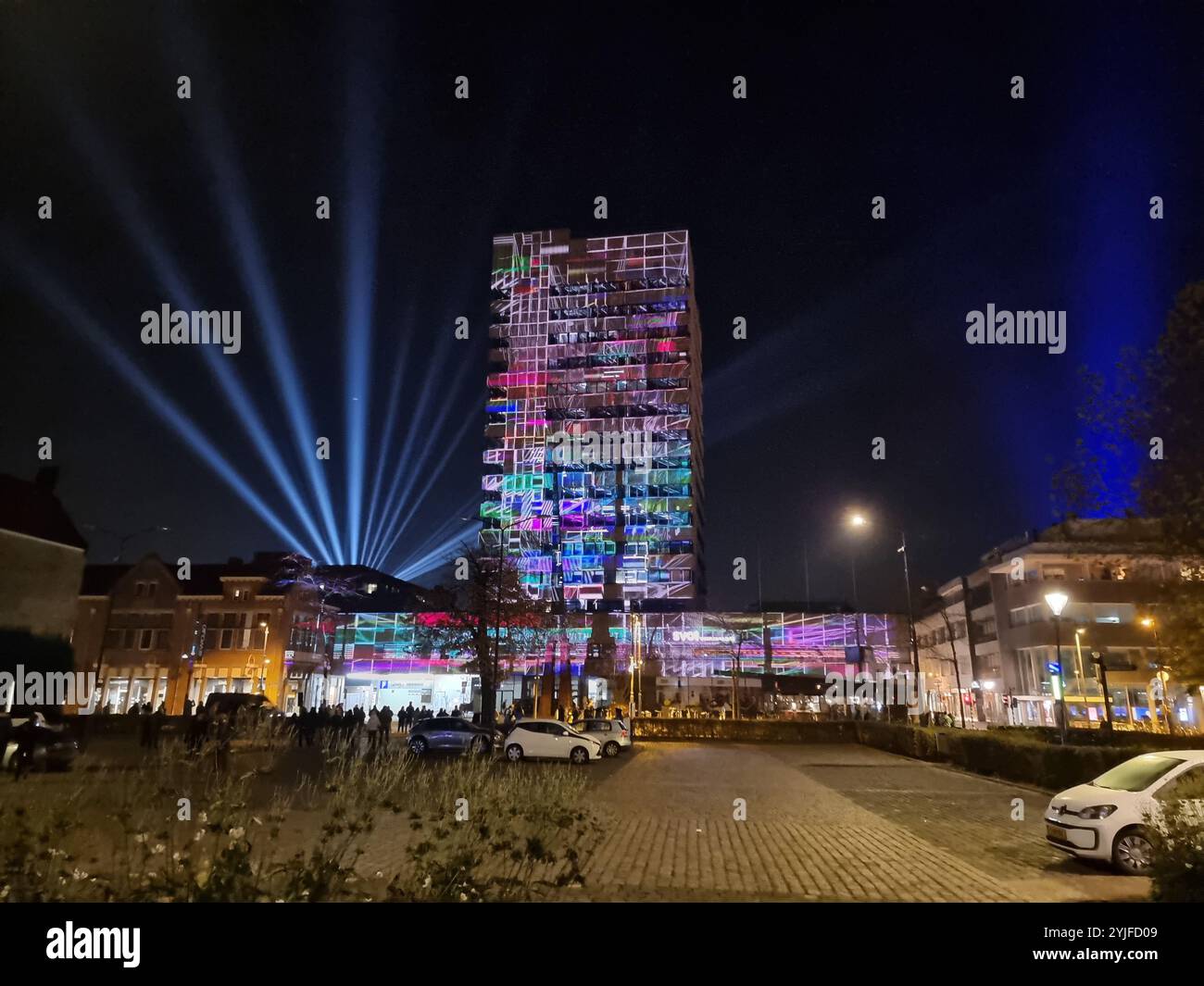 Light projections, GLOW festival in Eindhoven, The Netherlands, November 2024 - Smartphone Captured Stock Image