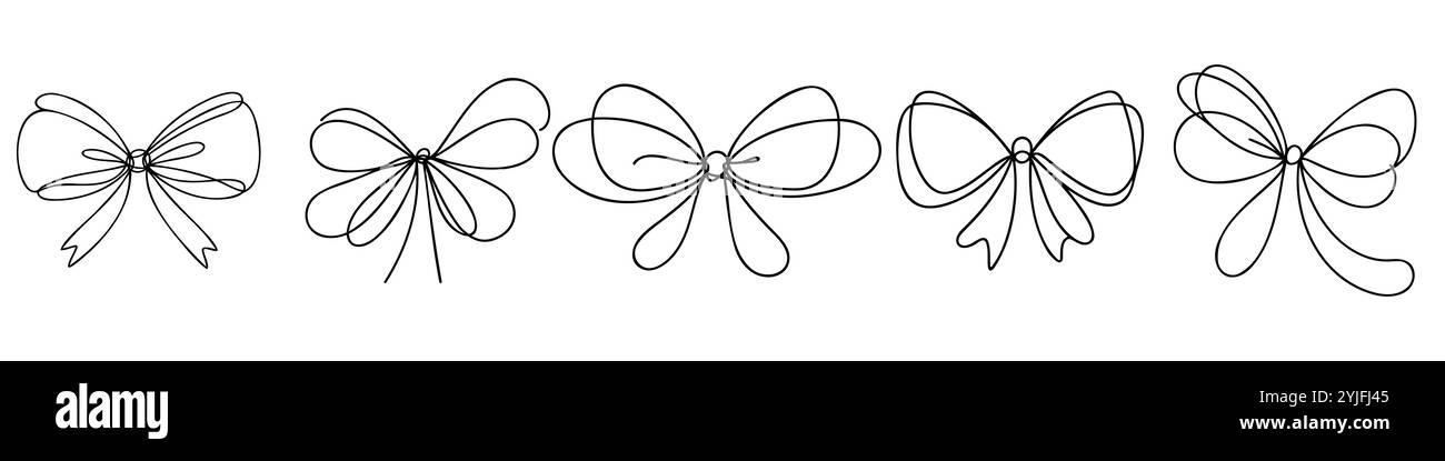 Continuous Line Gift Ribbon Bows Set Stock Vector Image & Art - Alamy