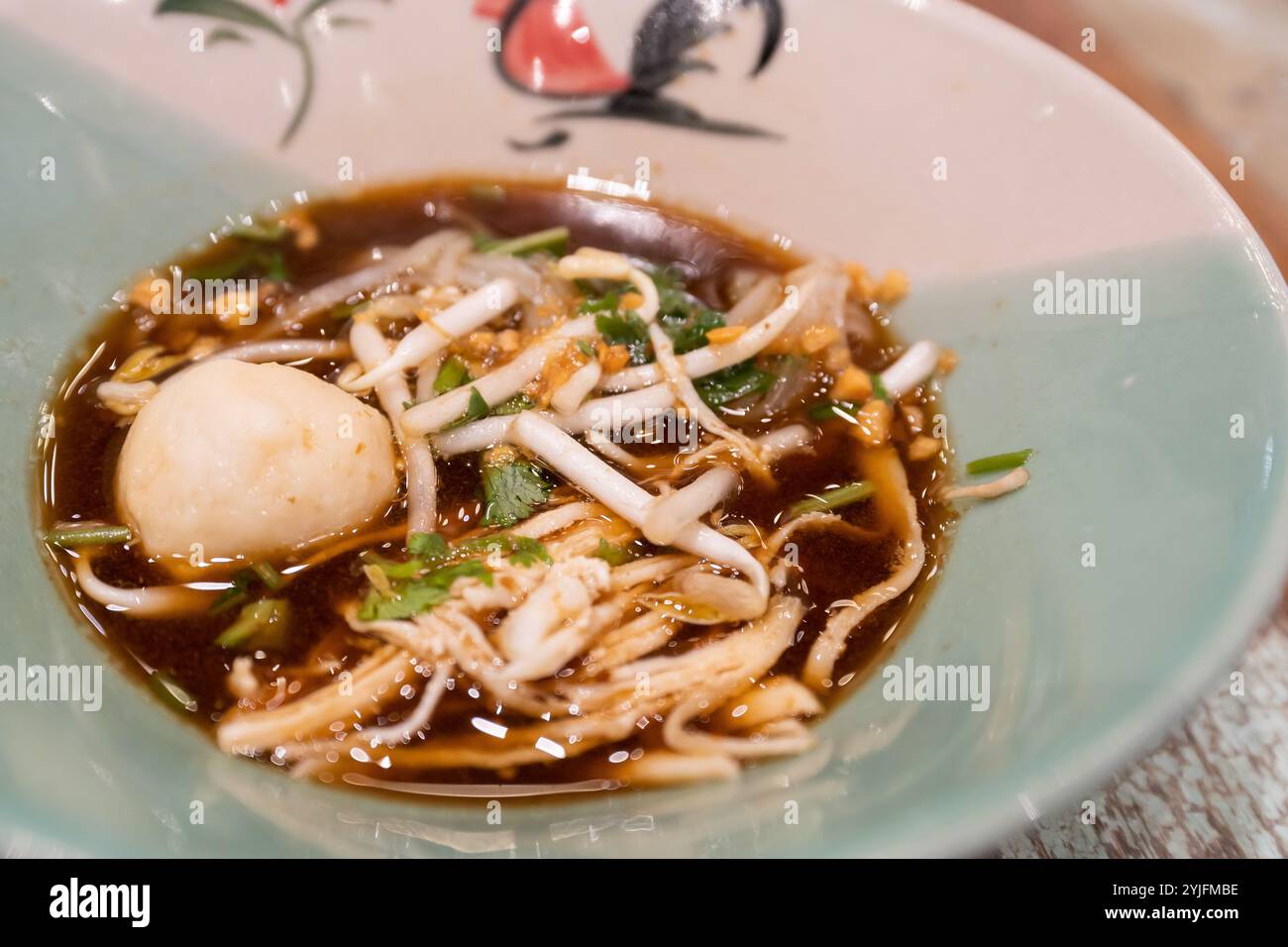 Close-up view of the delicious Pathumthani boat noodle. Stock Photo