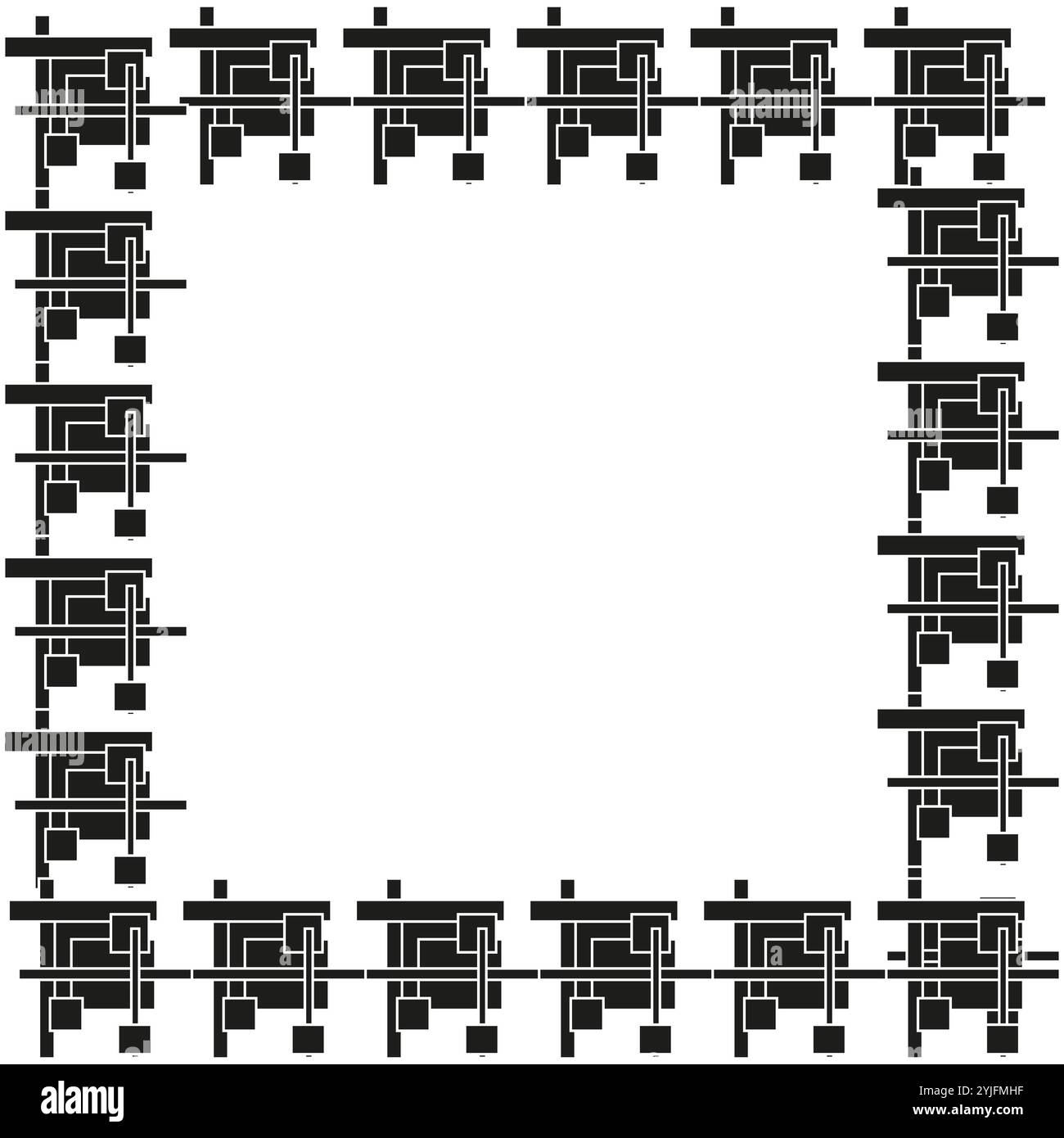Square frame design. Geometric border icon. Black abstract pattern ...