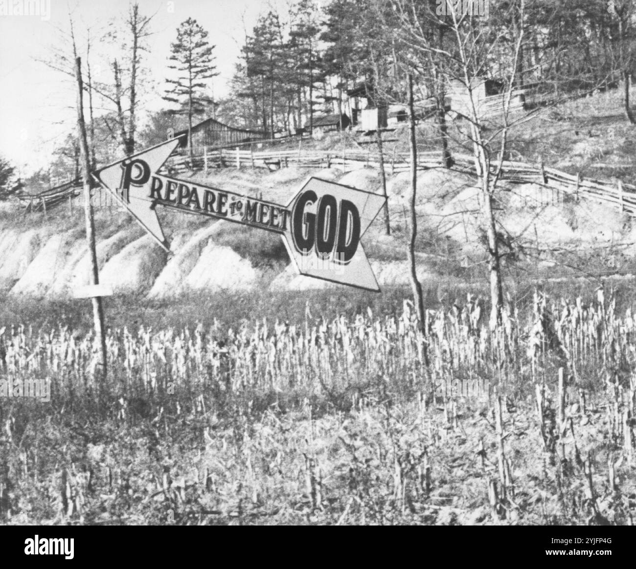 Prepare To Meet God Arrow Shaped Sign In Cornfield Williamson West prepare-to-meet-god-arrow-shaped-sign-in-cornfield-williamson-west