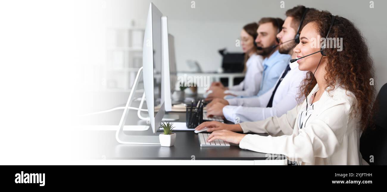 Technical support agents working in office. Banner for design Stock ...