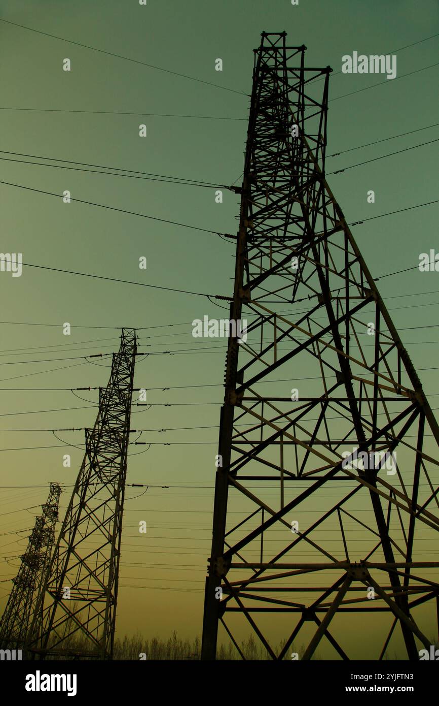High voltage electric tower line Stock Photo - Alamy