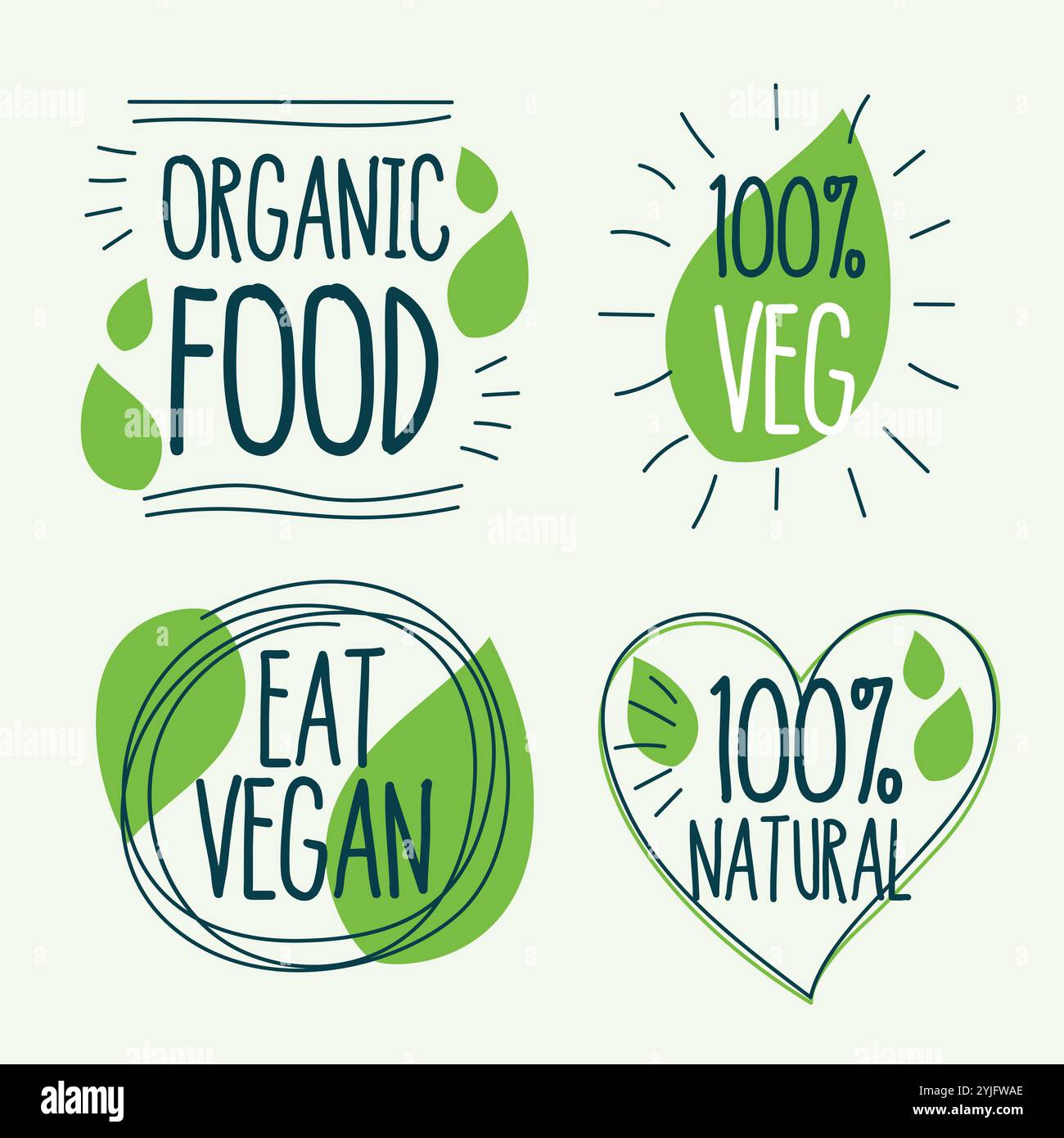 organic and vegan food labels in doodle style Stock Vector Image & Art ...