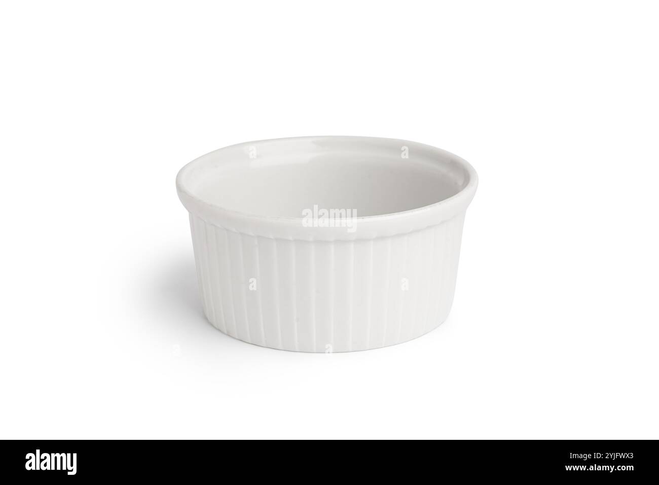 Empty ceramic ramekin isolated on white background Stock Photo