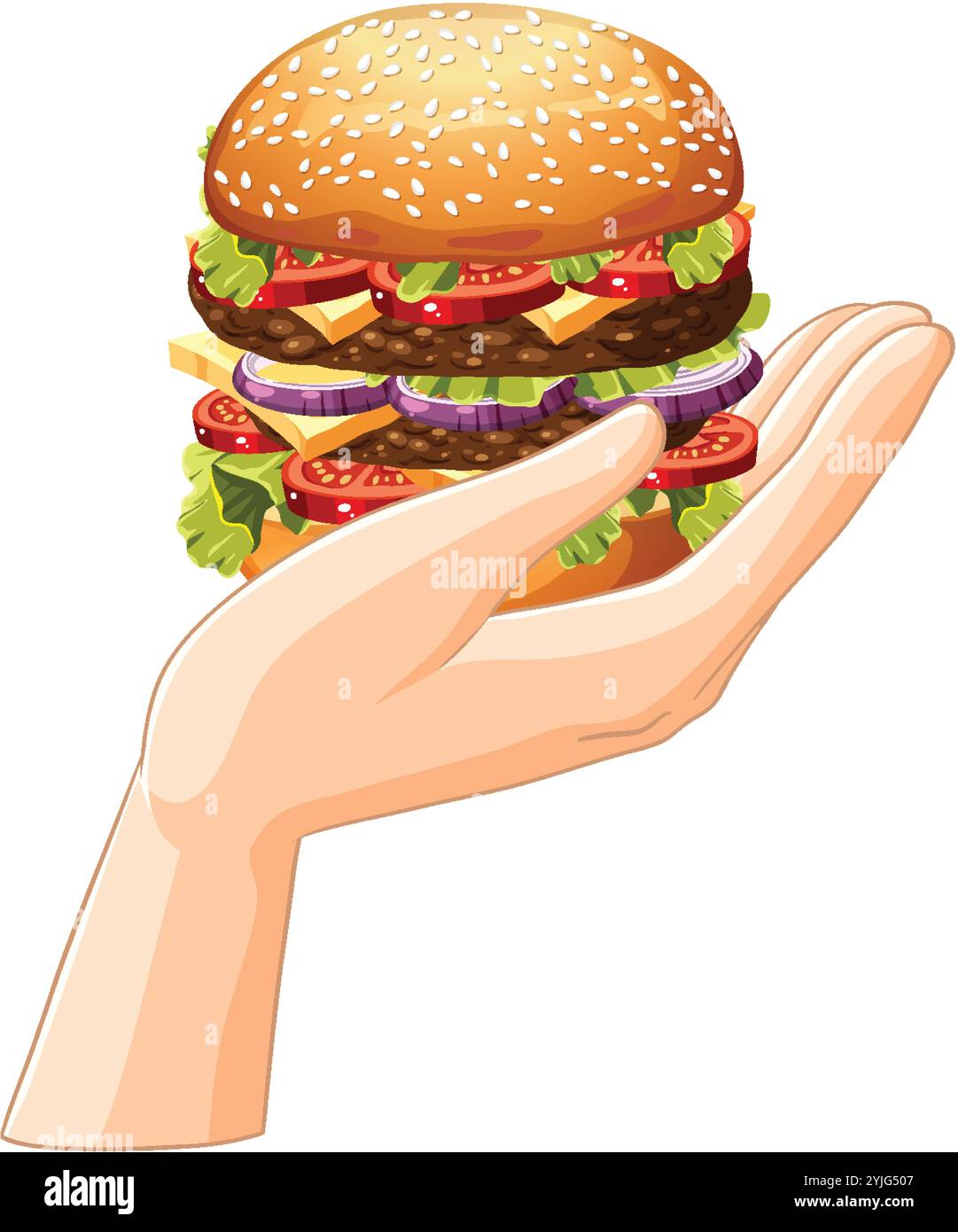 Delicious gourmet burger stacked Stock Vector Images - Alamy