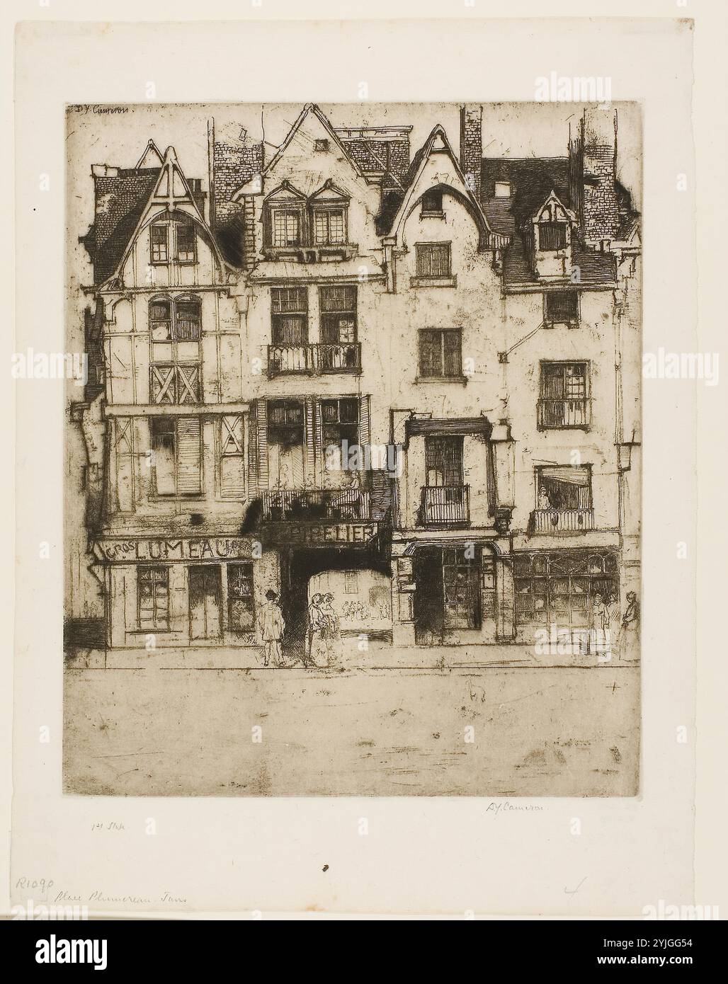 Place Plumereau, Tours. David Young Cameron; Scottish, 1865-1945. Date: 1902-1903. Dimensions: 220 x 184 mm (plate); 283 x 217 mm (sheet). Etching and drypoint on cream laid paper. Origin: Scotland. Museum: The Chicago Art Institute, FLORENCIA, USA. Stock Photo