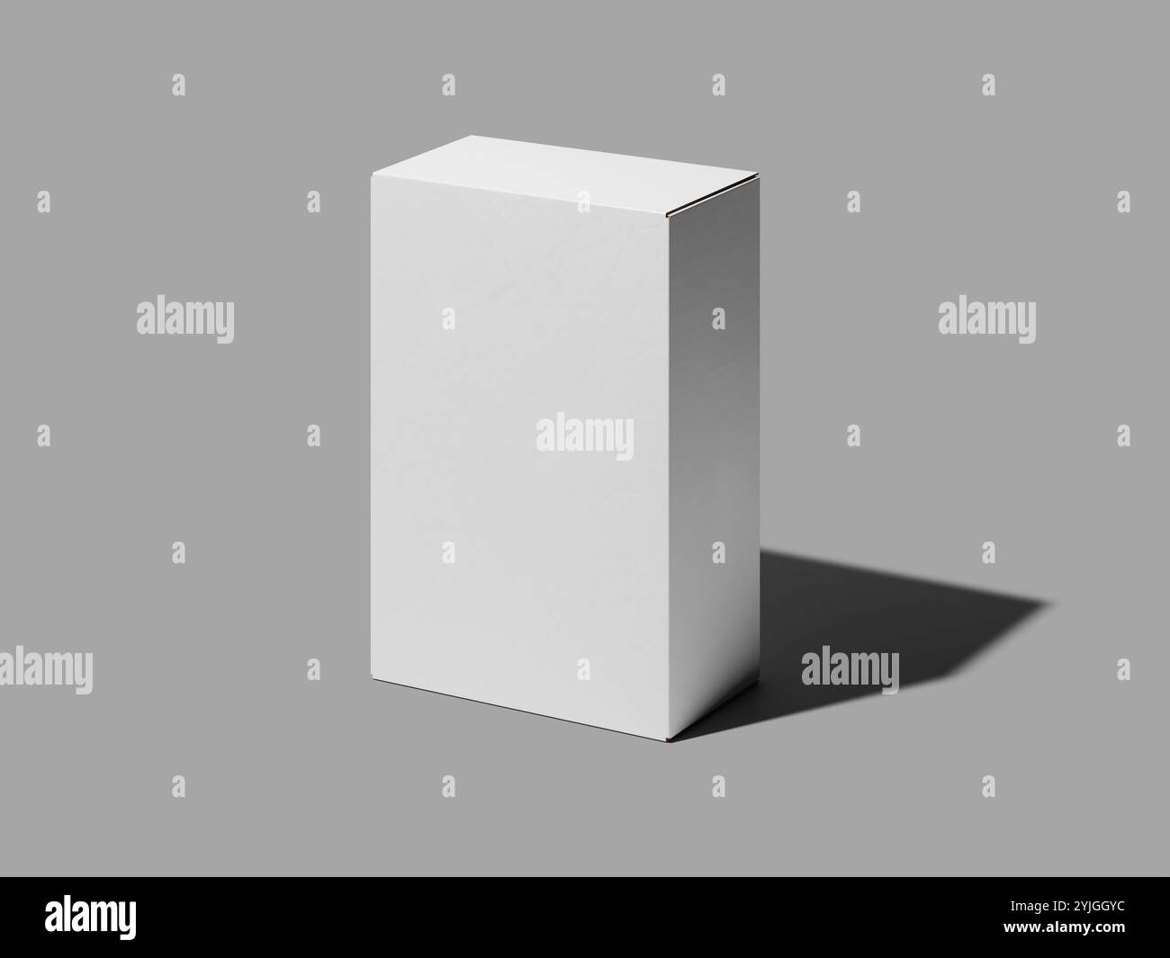 Isolated Front View White Blank Cardboard Box 3D Render Mockup Stock Photo