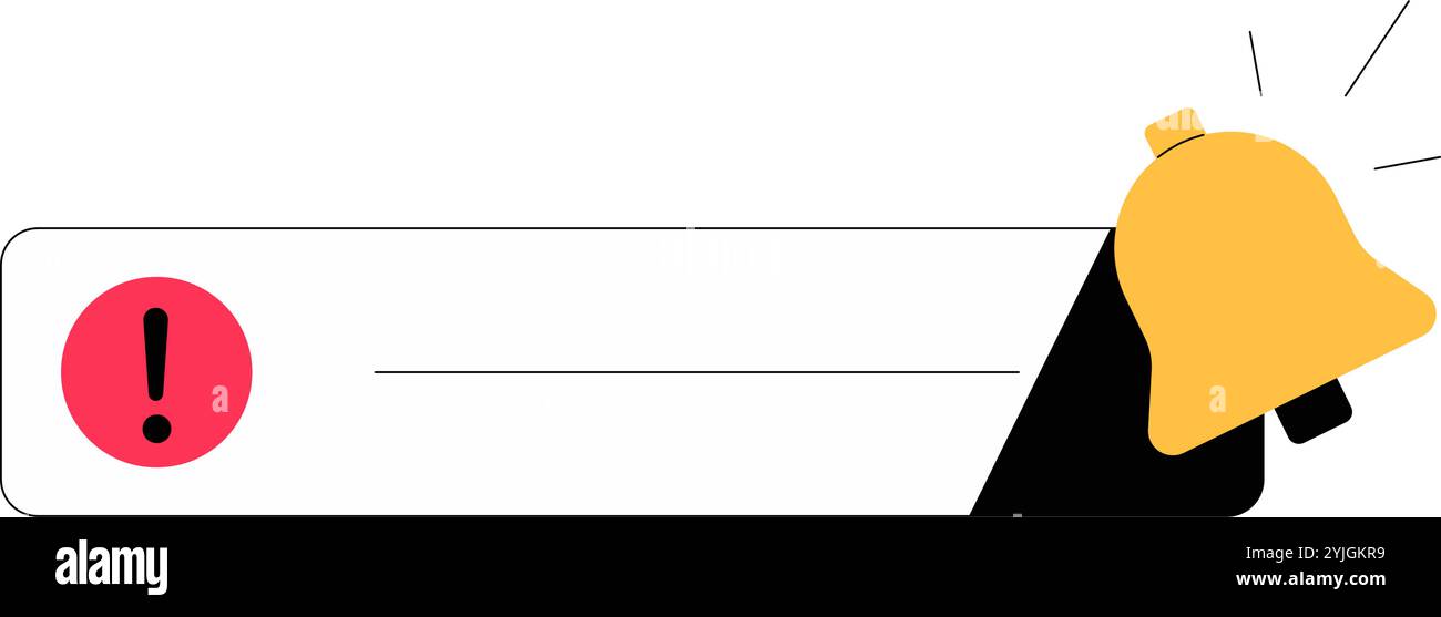 Notification Bar With Alert Symbol And Bell Icon In Flat Vector ...