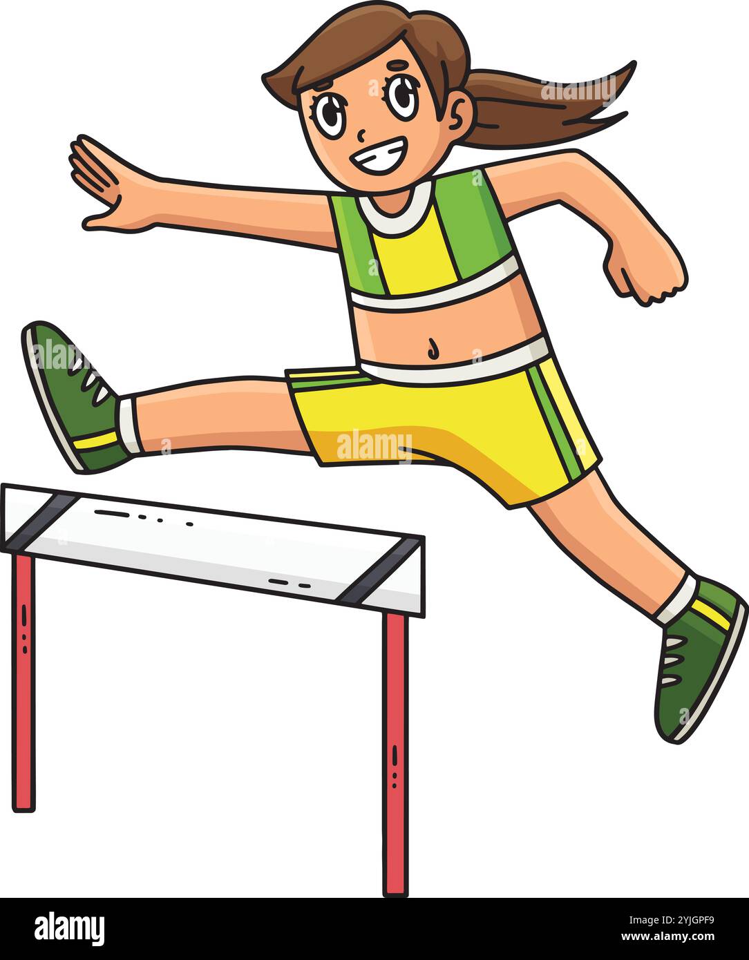 Track and Field Female Jumping Over Hurdle Clipart Stock Vector Image ...